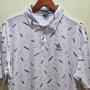 AndersonOrd Polo Shirt Mens XL White World Golf Village Graphic Golf Stretch